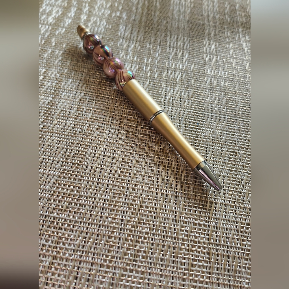 Hand Crafted Gold and Pink Pen